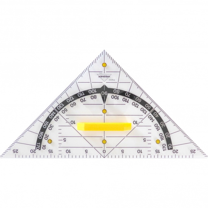 Geo-Zeichendreieck, 90°,45°,45°, transparent, Hypotenuse 60 cm, schwarzer Aufdruck, 